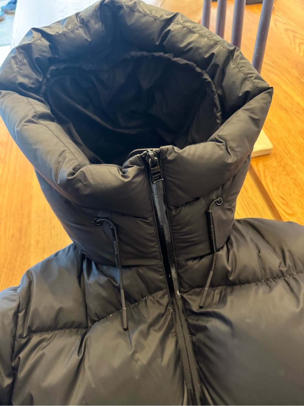 RUDSAK Women's Black Long Quilted Puffer Coat with Hood - Picture 3 of 5